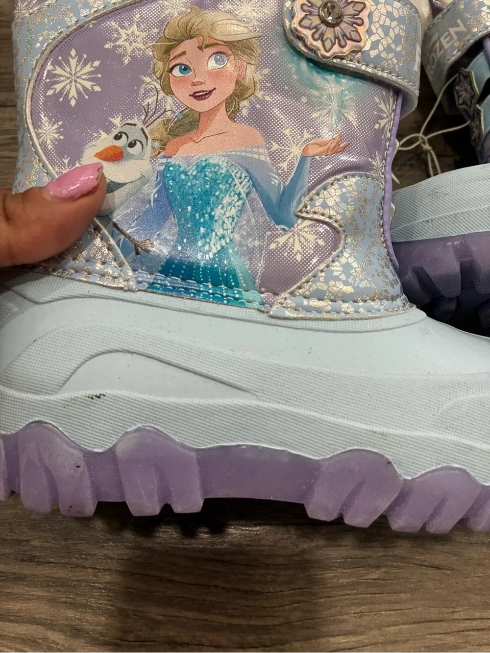 Disney Frozen Light Blue and Purple Girls Snow Boots